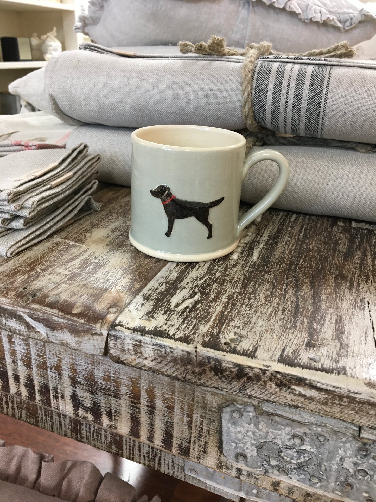 Hogben Pottery Green Mug - Black Labrador