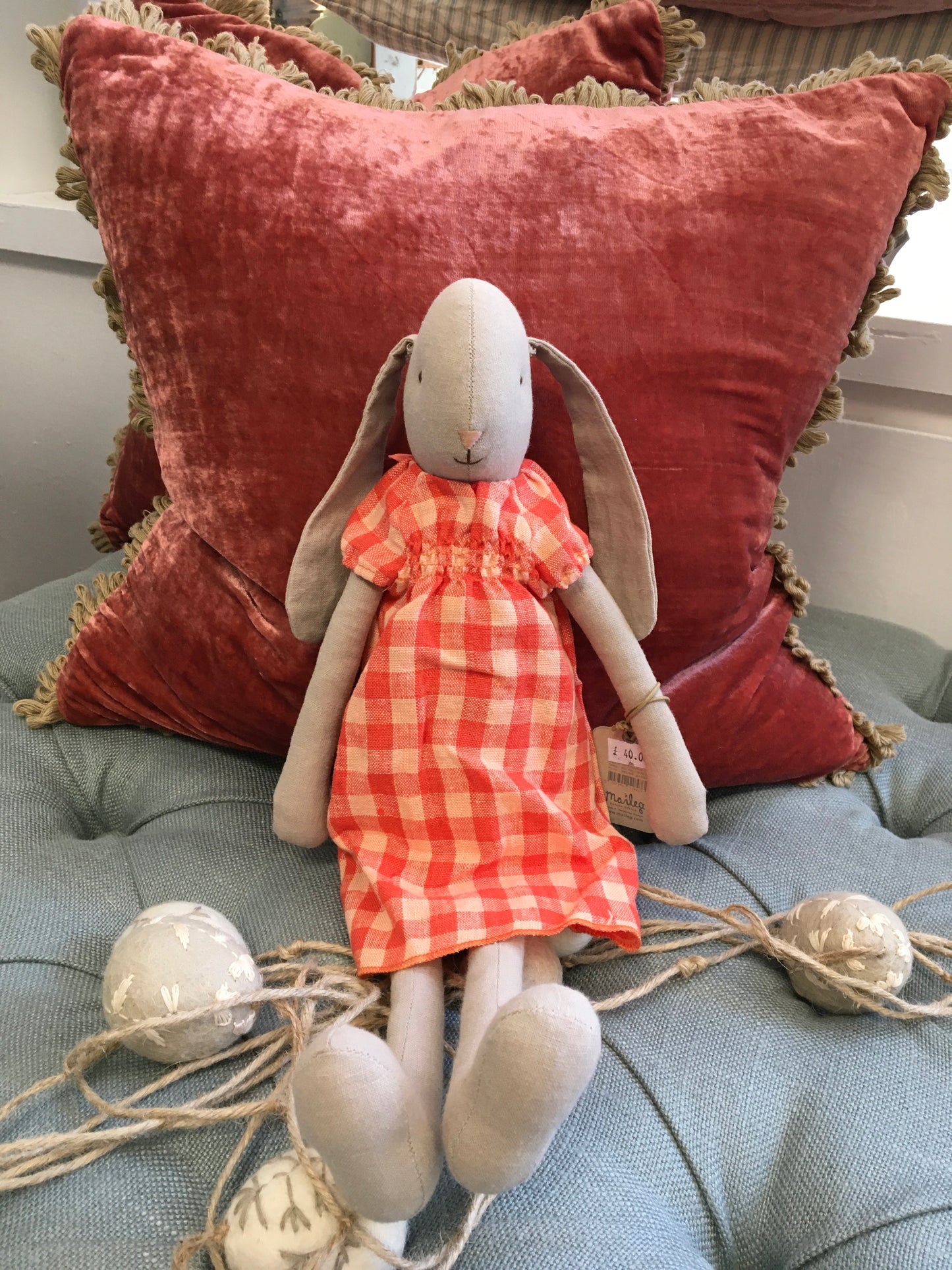 Maileg Red Check Dress Bunny Soft Toy