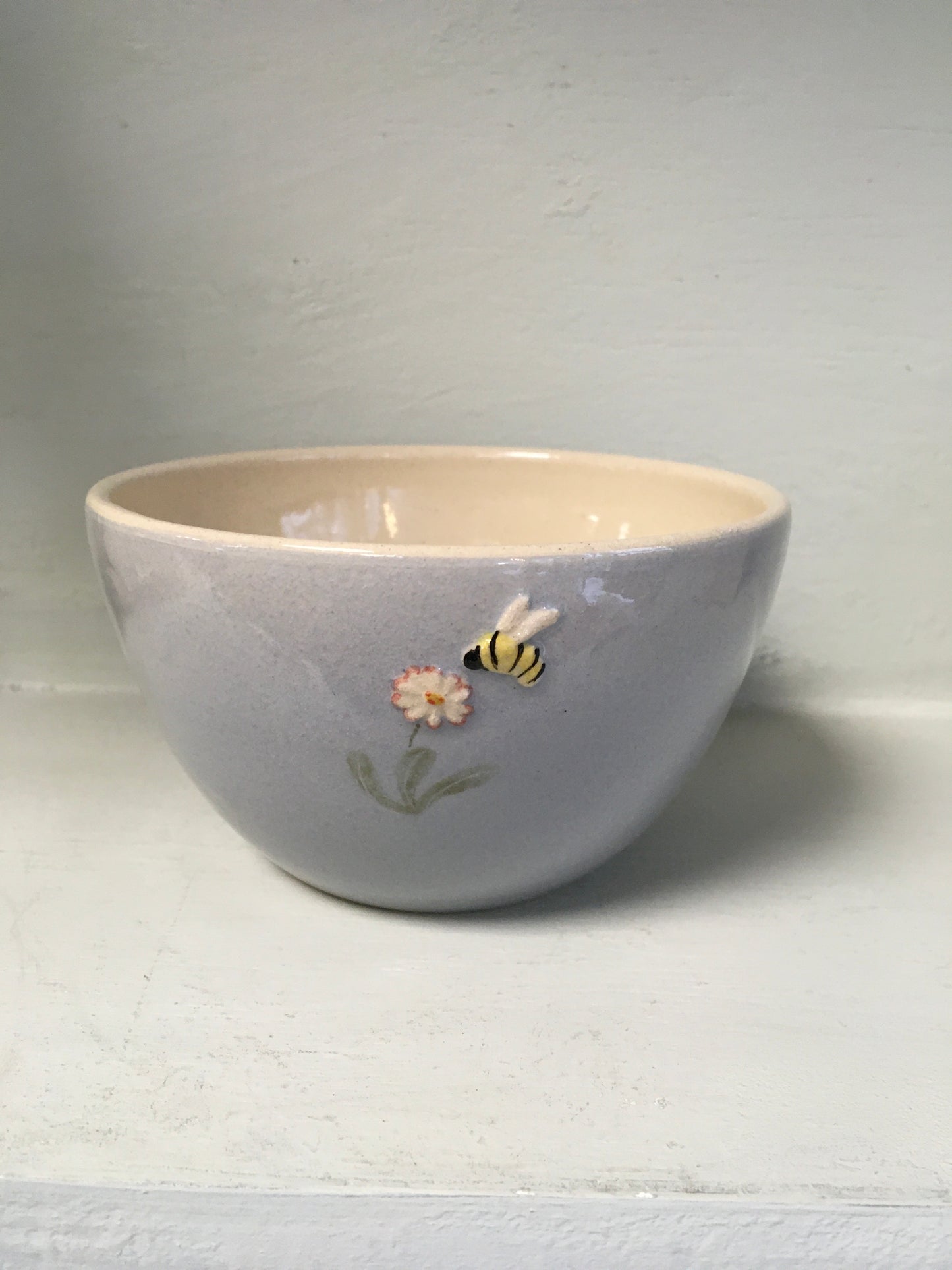 Hogben Pottery Blue Daisy and Bee Bowl