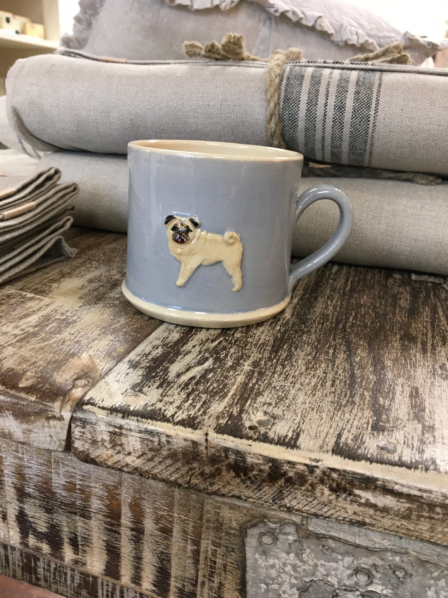 Hogben Pottery Blue Mug - Pug