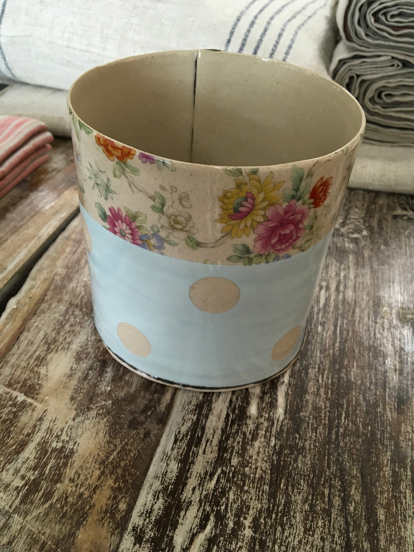 Virginia Graham Pale Blue Spot Large Planter