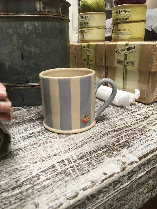 Hogben Pottery Strawberry Stripe Mug - Blue