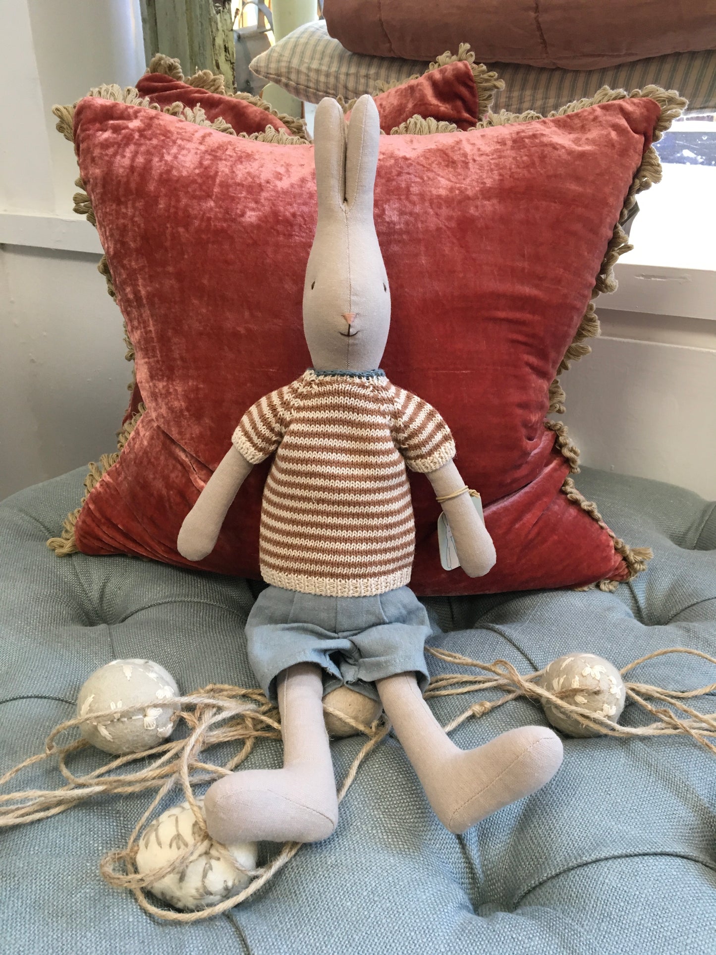 Maileg Brown Stripe Jumper Rabbit Soft Toy