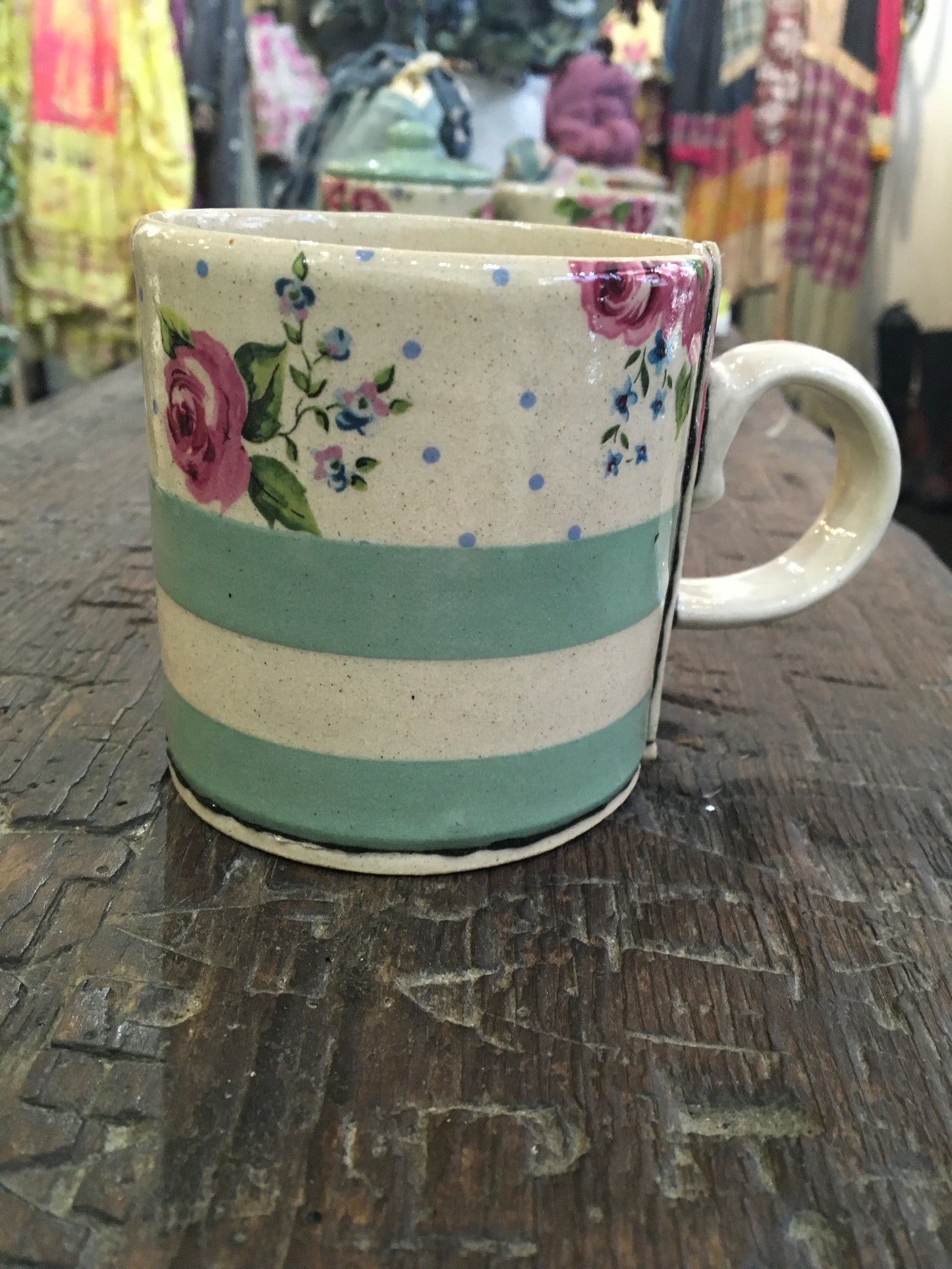 Virginia Graham Green Stripe Mug