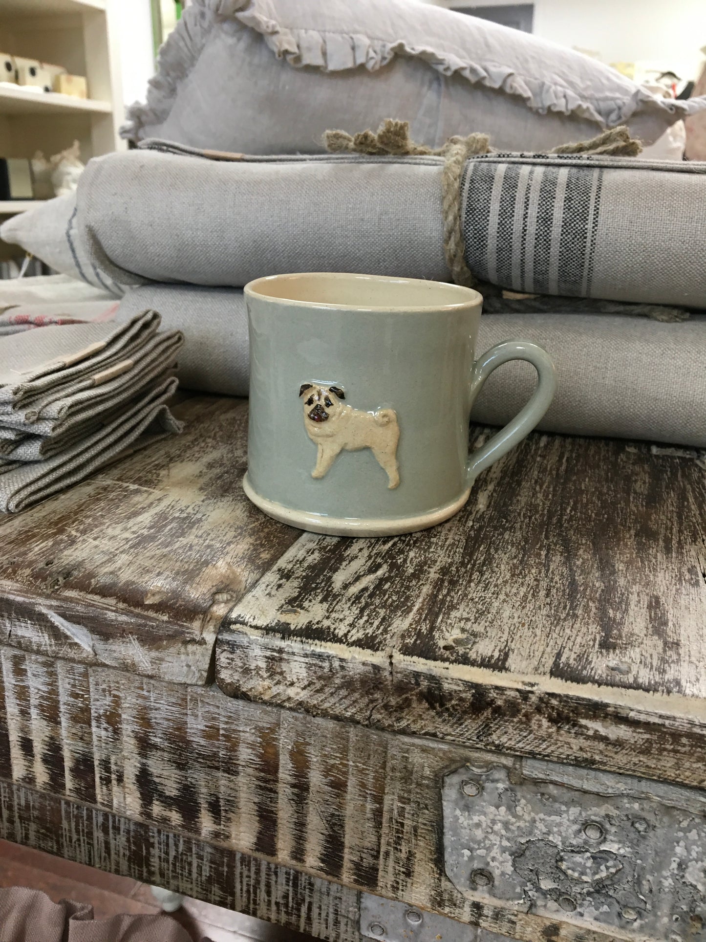 Hogben Pottery Green Mug - Pug