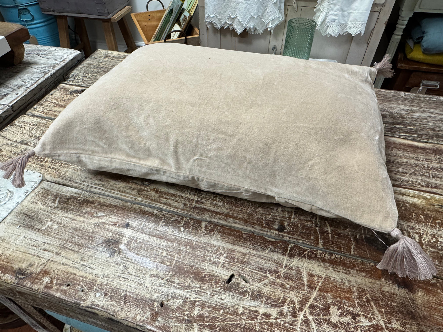 Les Ours Raupia Velours Ras Rose Cushion Cover