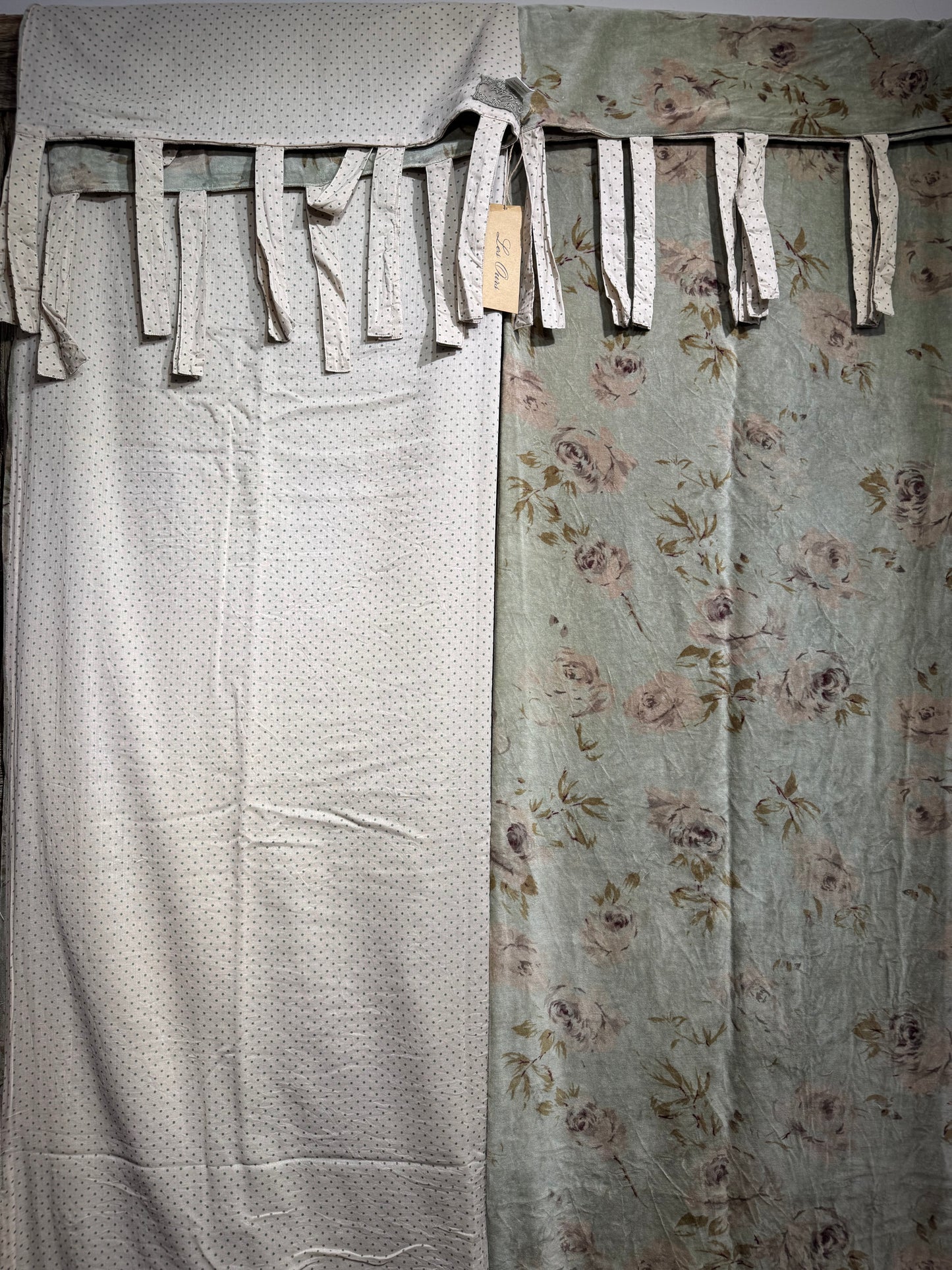 Les Ours Rideau Fleurs Sauge Reversible Curtain