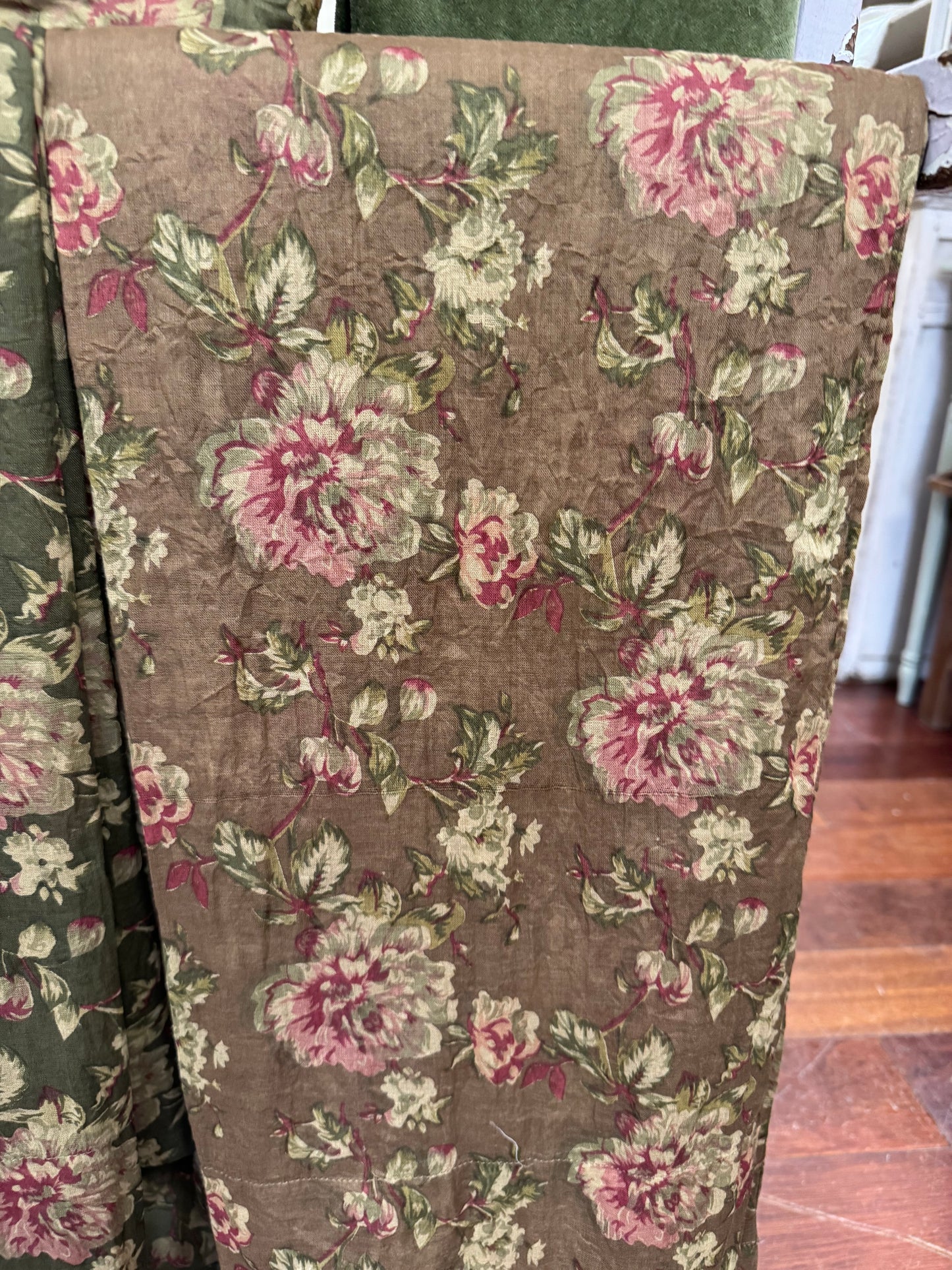 Les Ours Rideaux Cognac Fleurs Curtain