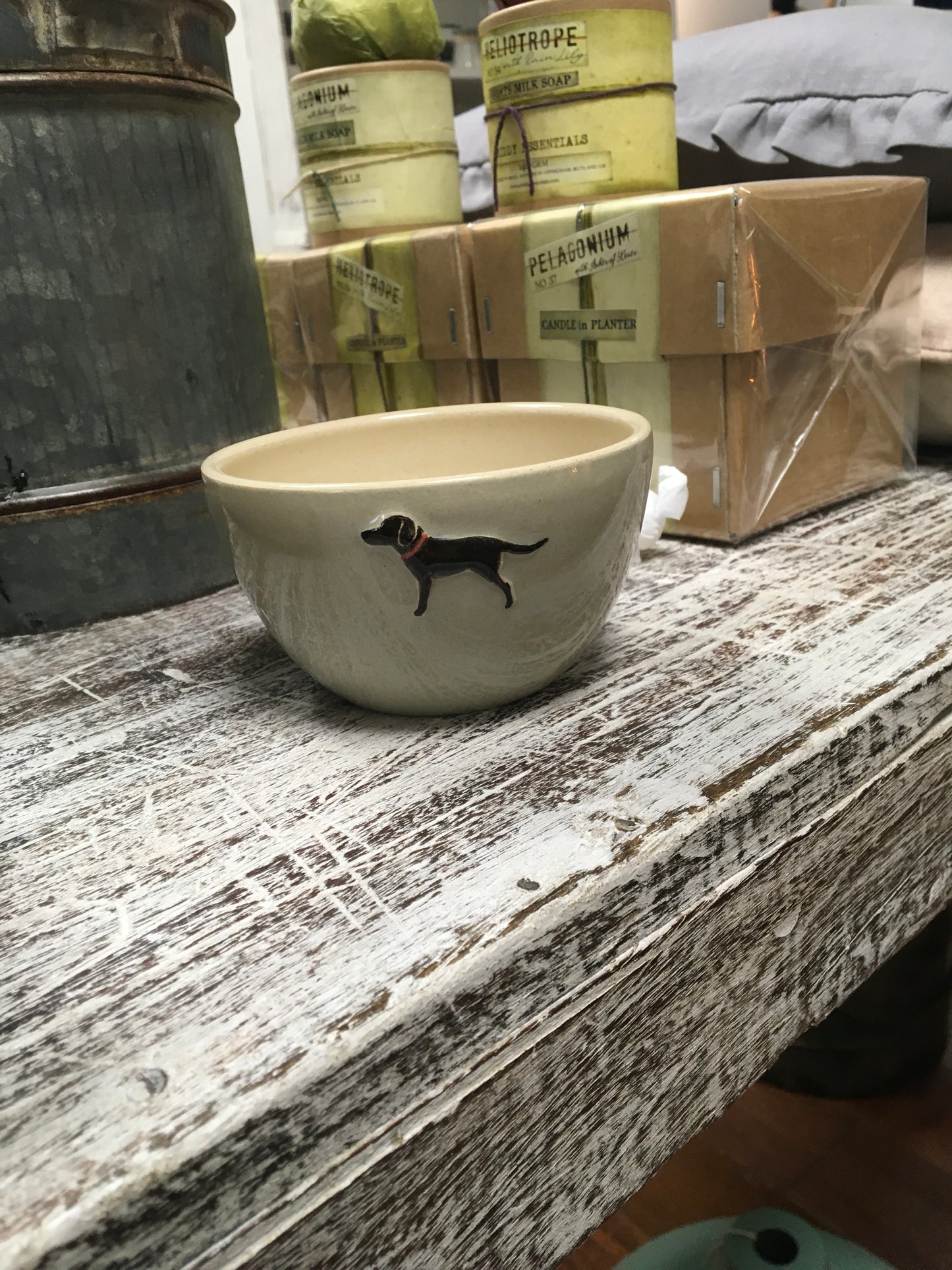 Hogben Pottery Green Bowl - Black Labrador