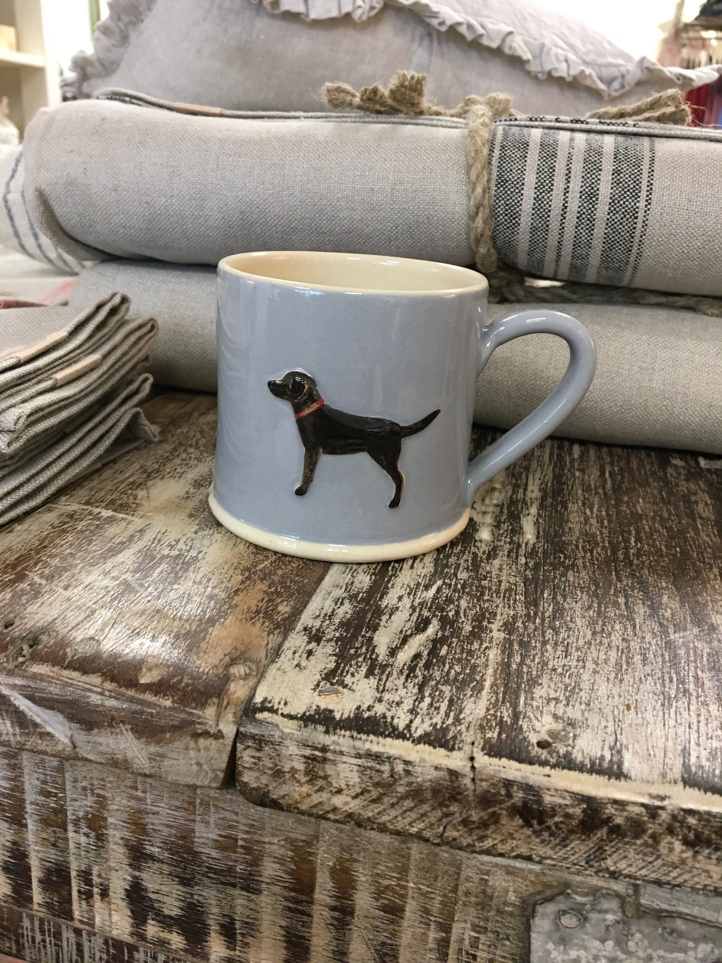 Hogben Pottery Blue Mug - Black Labrador