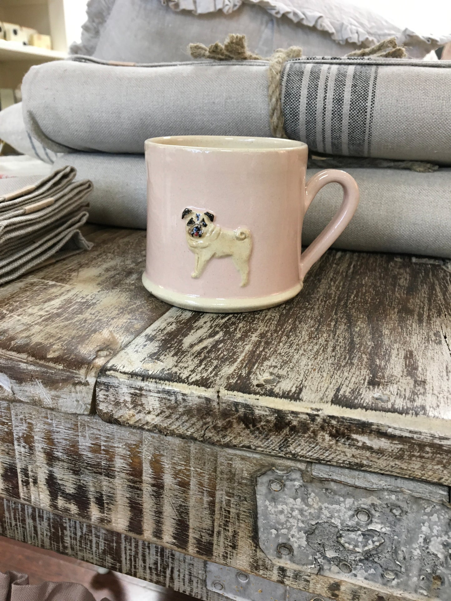 Hogben Pottery Pink Mug - Pug