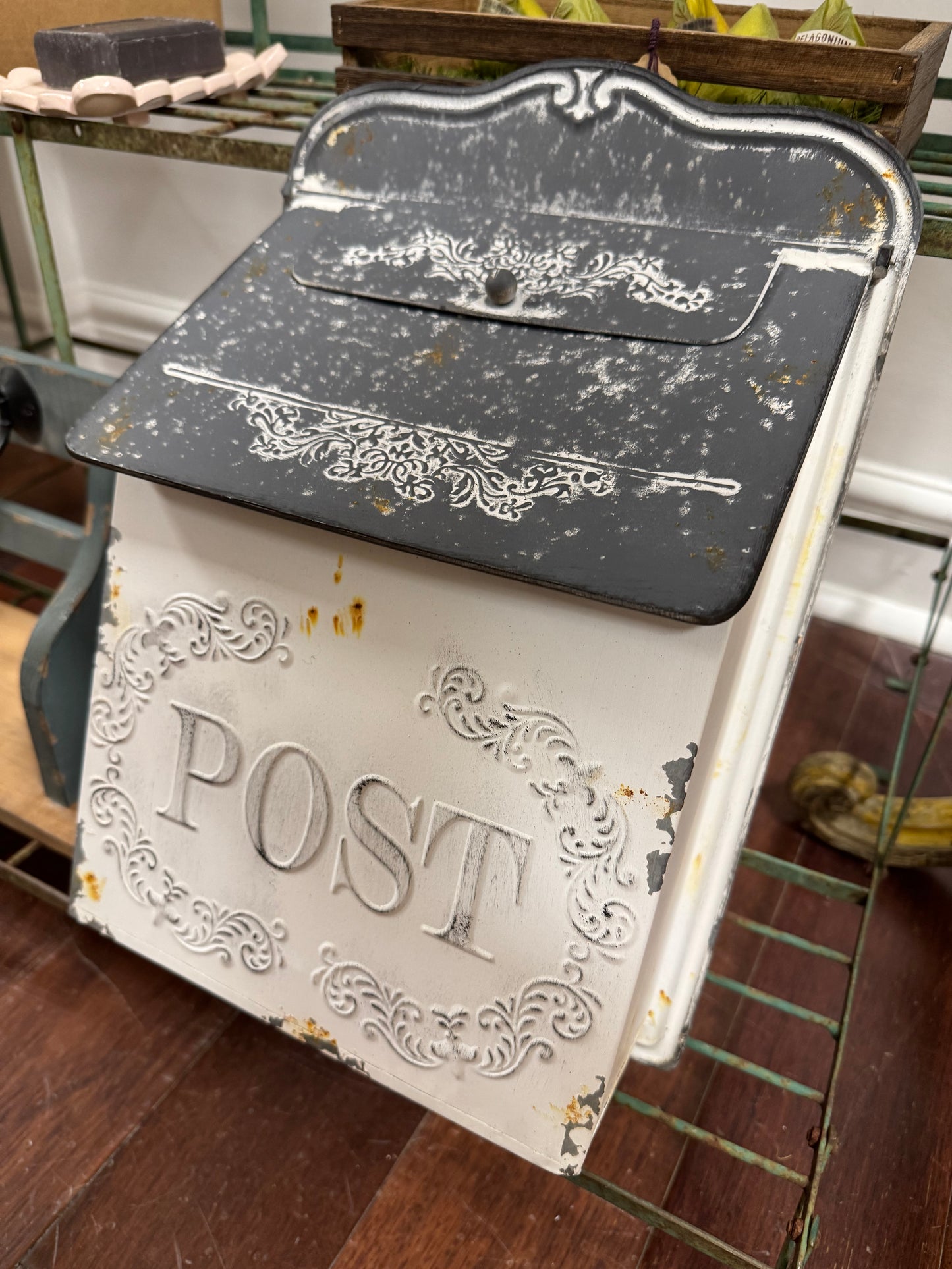 Rustic Cream Metal French Post Box