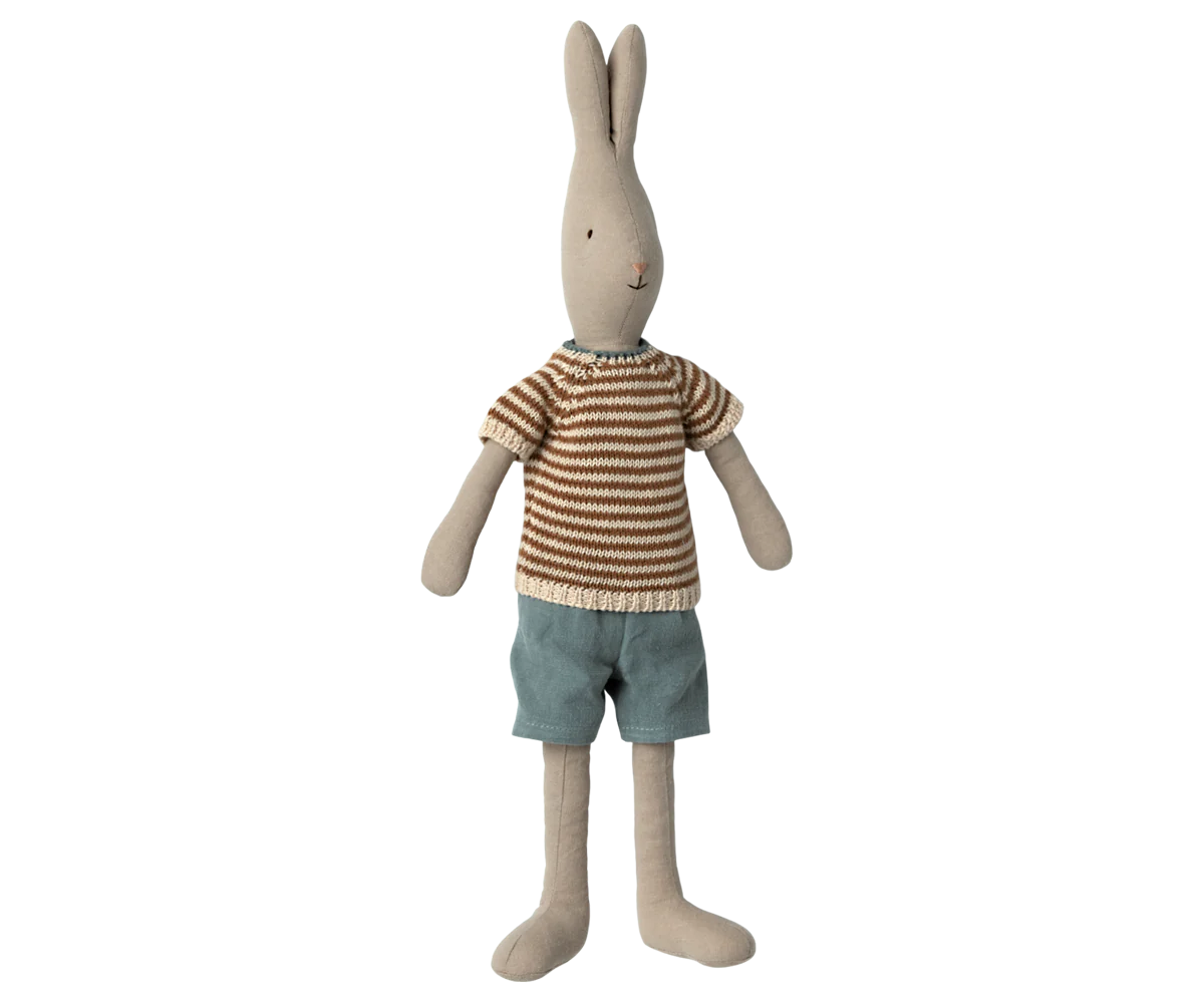 Maileg Brown Stripe Jumper Rabbit Soft Toy