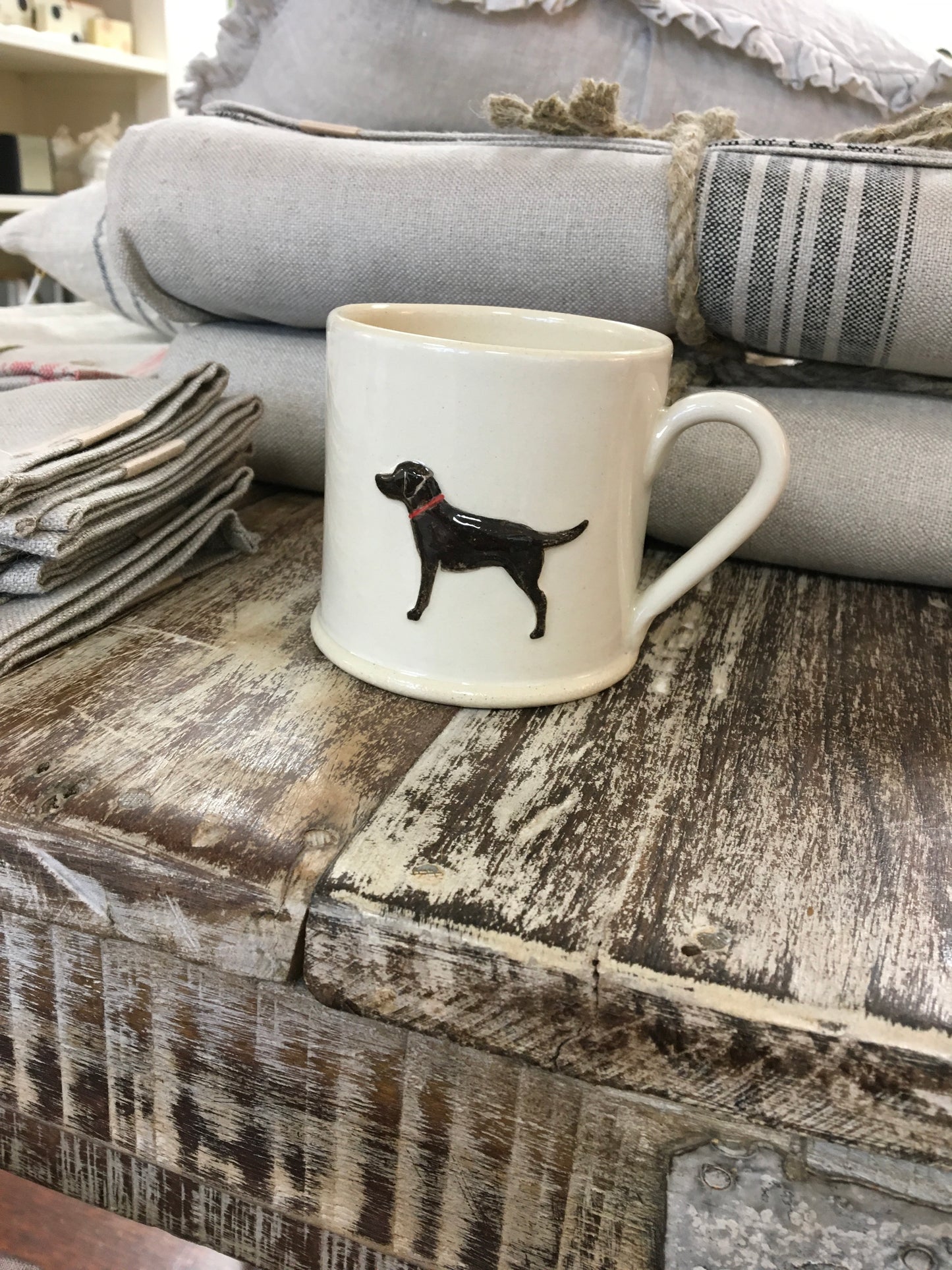 Hogben Pottery Cream Mug - Black Labrador