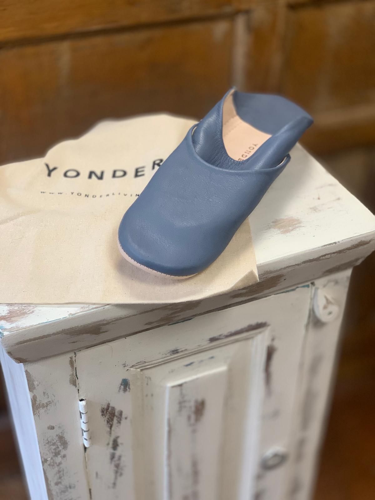 YONDER Leather Babouche Slippers | Sky Blue