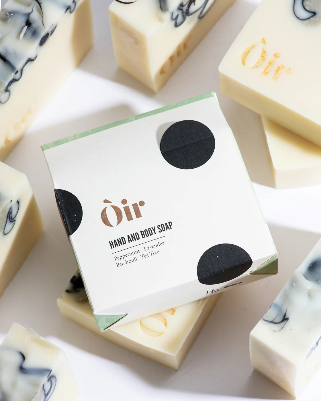 Peppermint, lavender, patchouli, tea tree hand & body soap