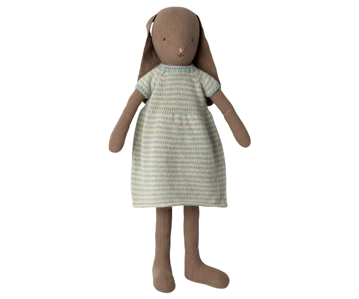 Maileg Blue Stripe Dress Bunny Soft Toy