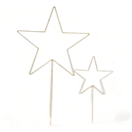 Small White Metal Rustic Star with Stand