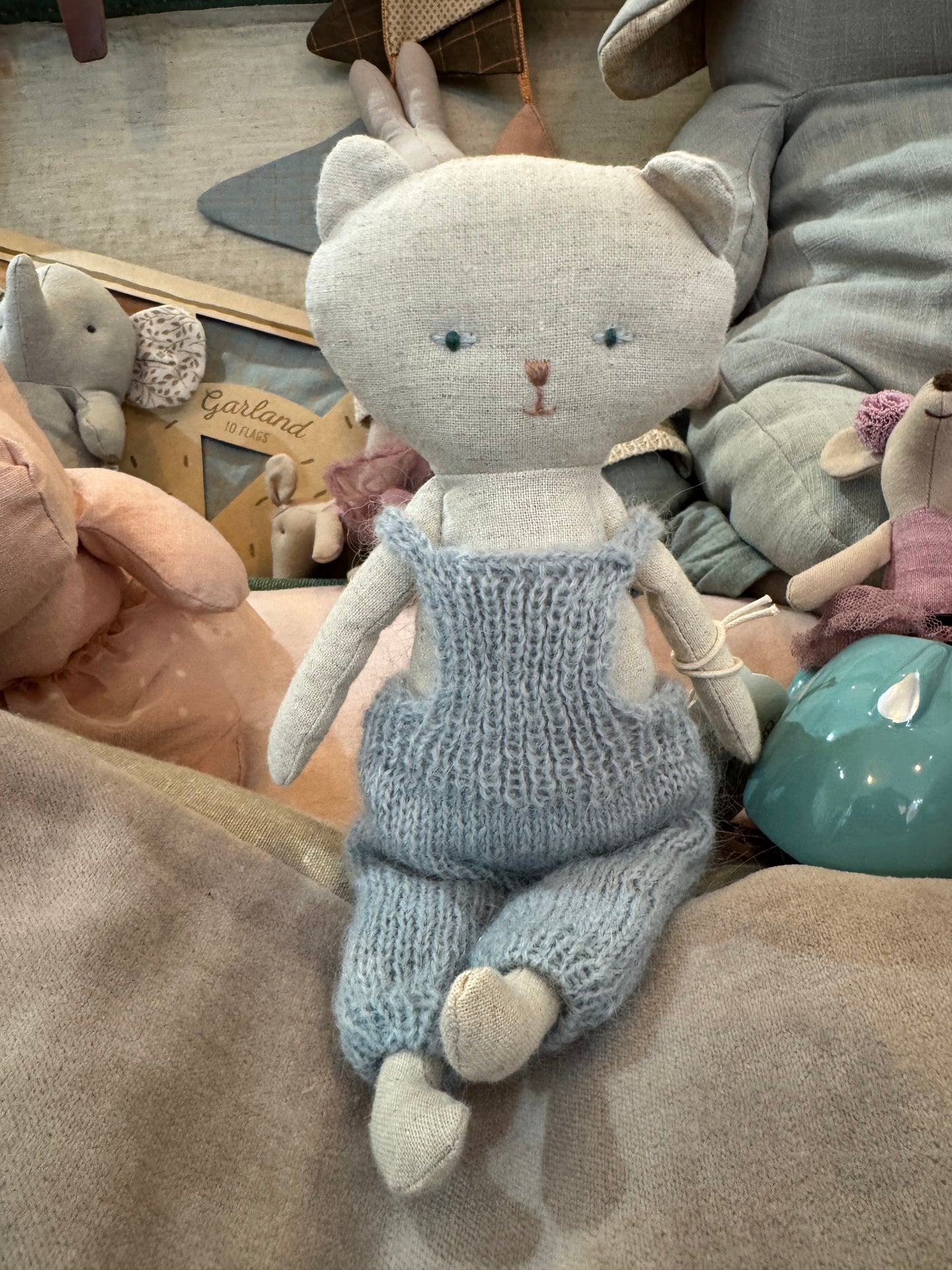 Maileg Cat with Dungarees