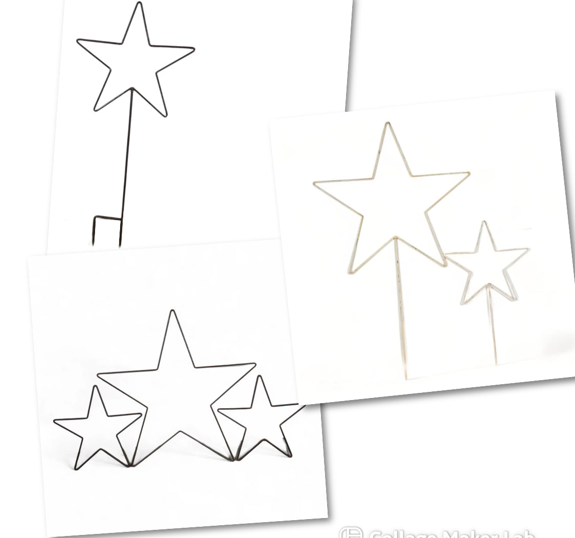 Small White Metal Rustic Star with Stand