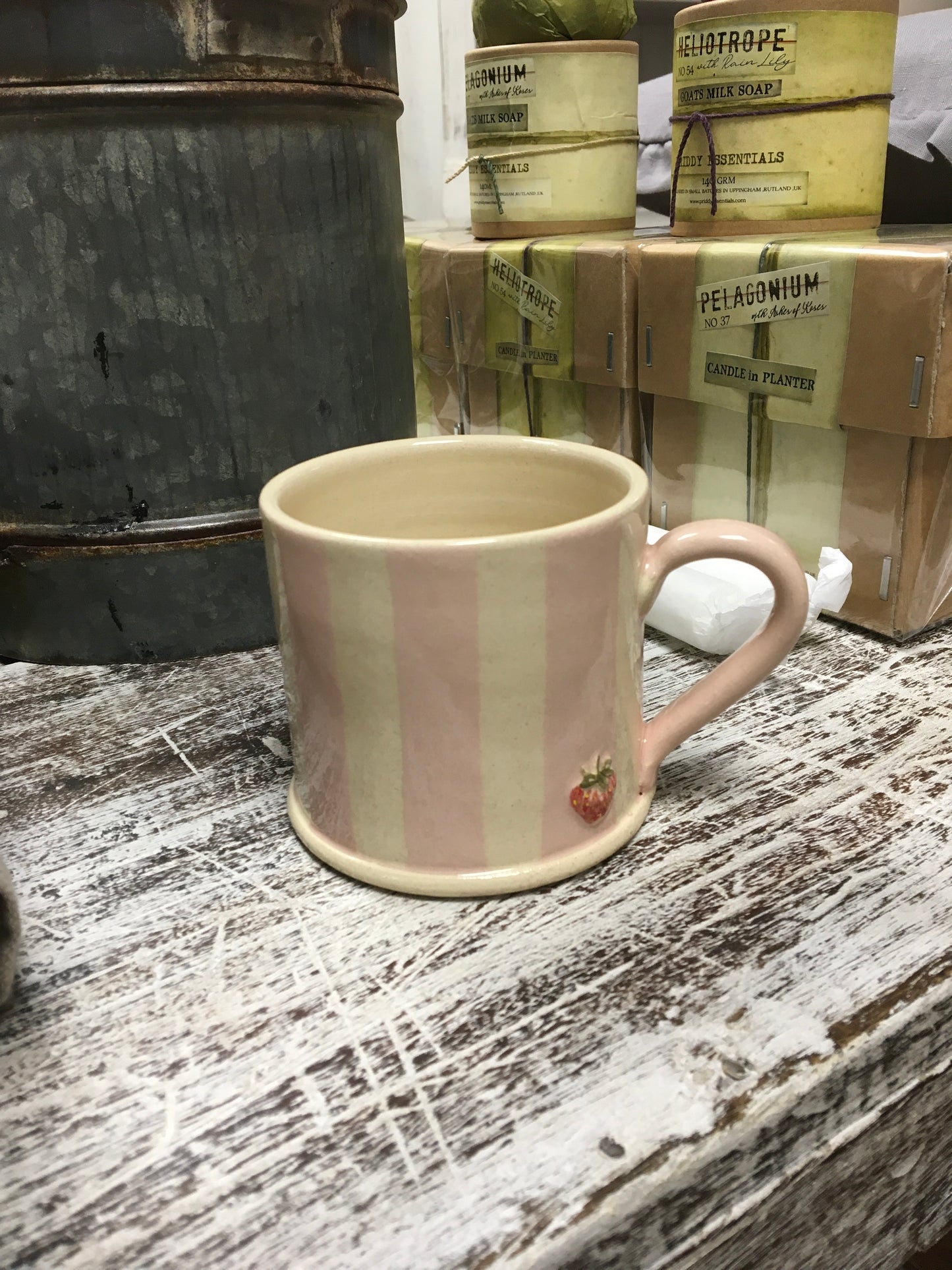 Hogben Pottery Strawberry Stripe Mug - Pink