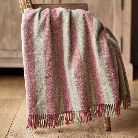 Large Rose Pearl Stripe Shetland Wool Throw