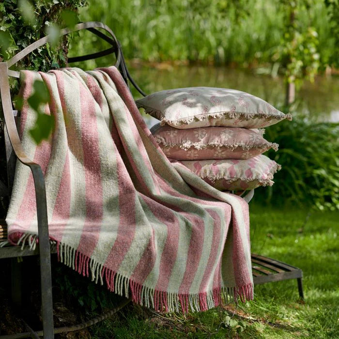 Large Rose Pearl Stripe Shetland Wool Throw