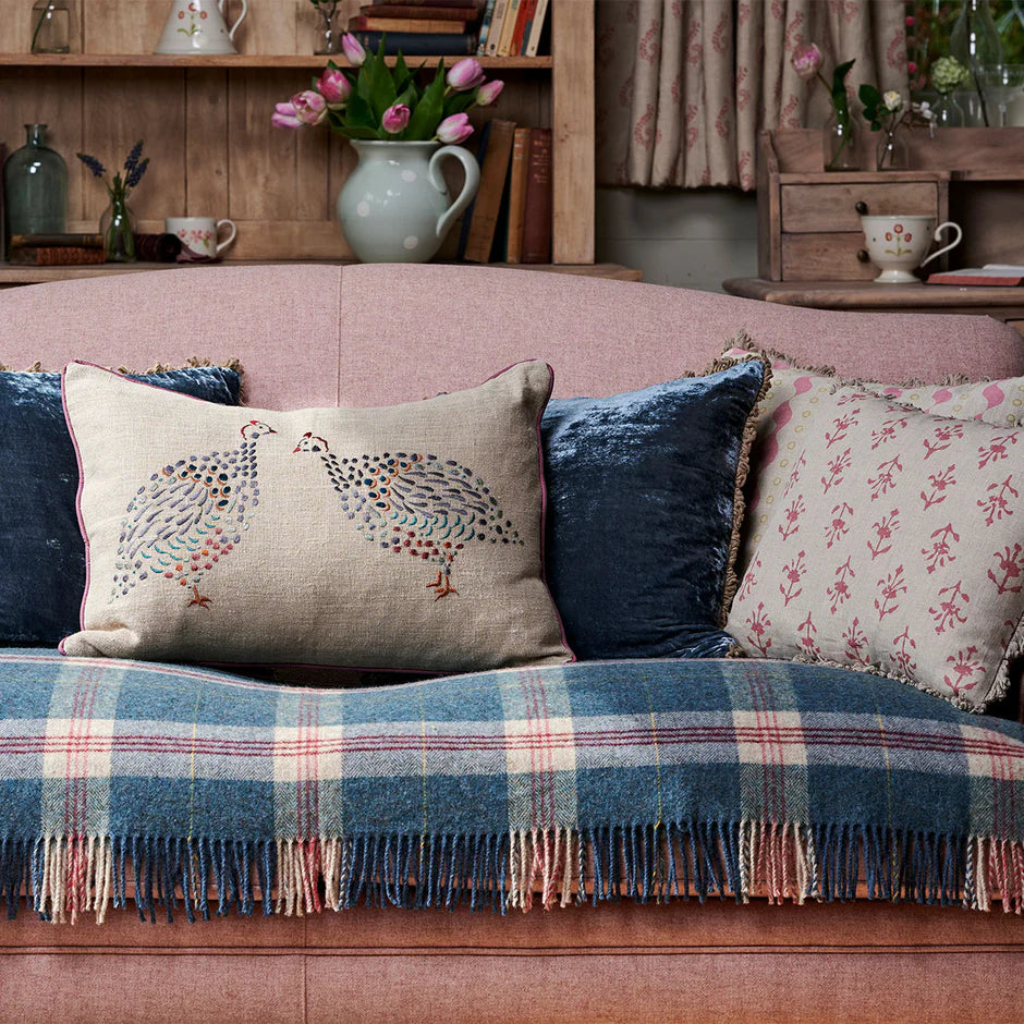 Large Indigo Tartan Shetland Wool Throw