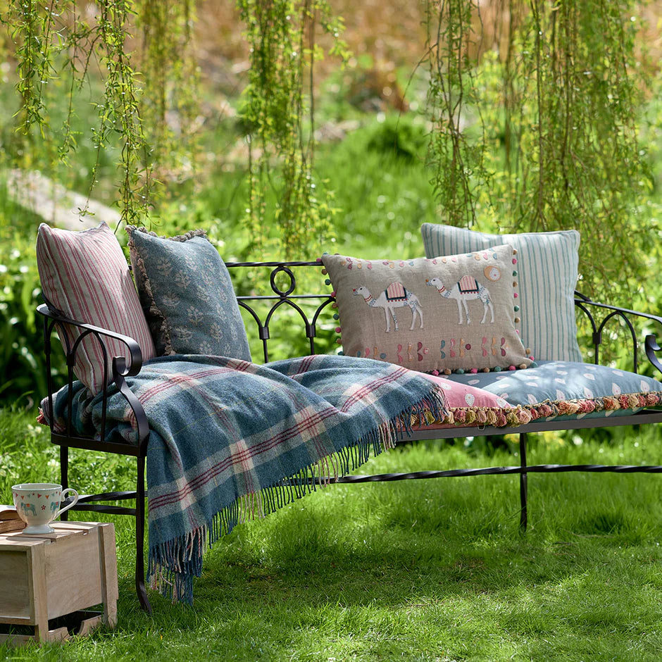 Large Indigo Tartan Shetland Wool Throw