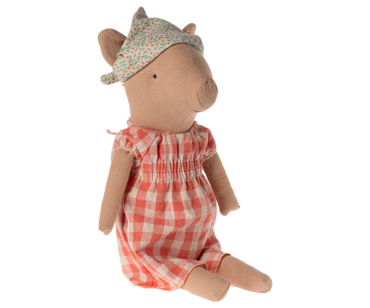 Maileg Red Check Dress Pig Soft Toy